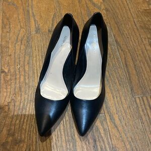 Black faux leather heels from Nine West